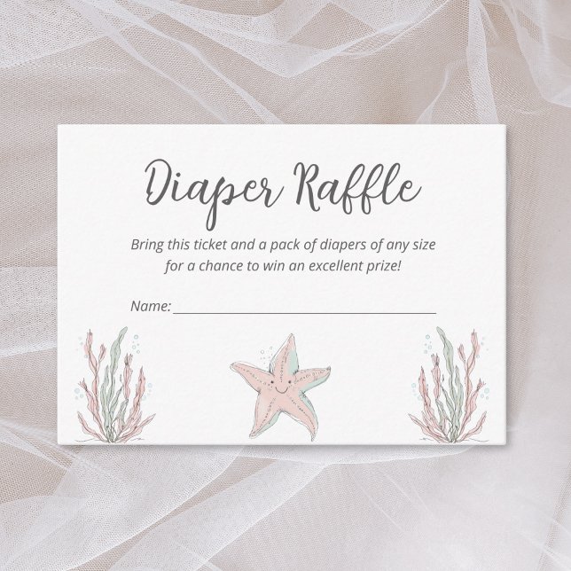Sea Coastal Starfish Baby Shower Diaper Raffle Enclosure Card (Creator Uploaded)