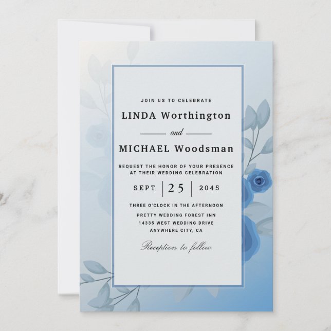 Sea color wedding invitations (Front)