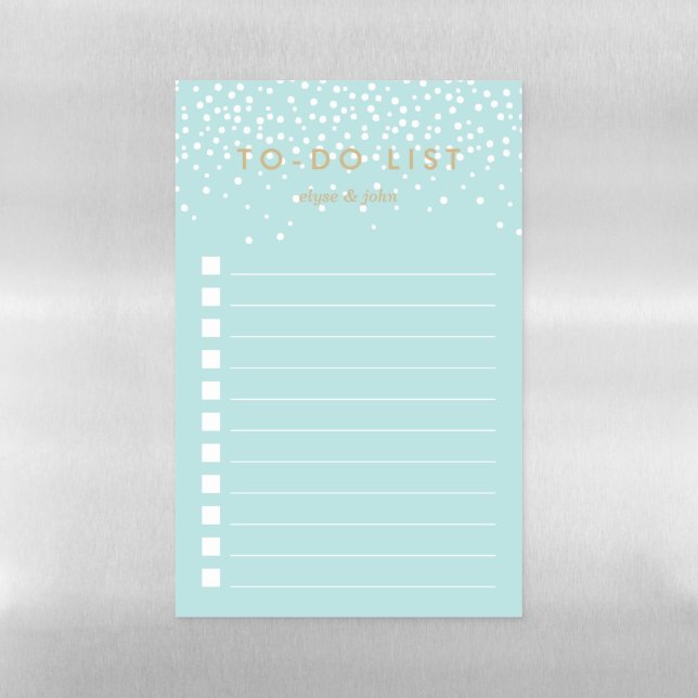 Sea | Confetti Dots Personalized To-Do List Magnetic Dry Erase Sheet (Vertical)