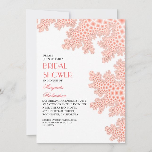 Sea Coral Bridal Shower Invitation (Front)