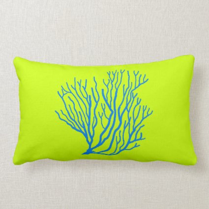 Sea Coral Lime Green and Blue Throw Pillow