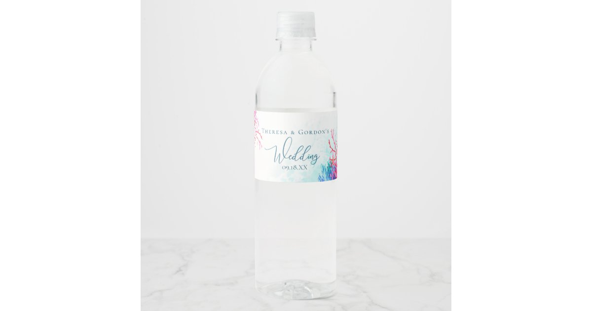 Sea Coral Reef Watercolor Water Bottle Label | Zazzle.com