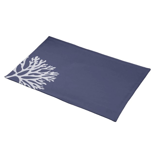Sea Coral Silhouette (Dk. Nautical Blue) Placemat (On Table)