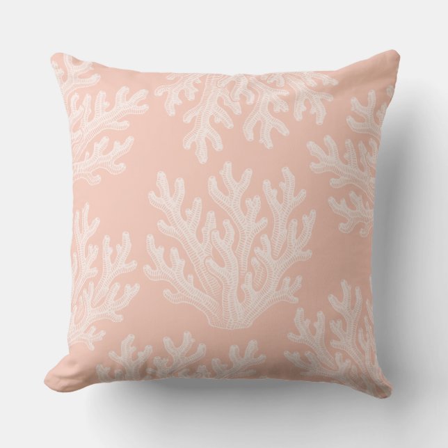 Sea Coral Silhouette | Jazz Age Coral Outdoor Pillow (Front)