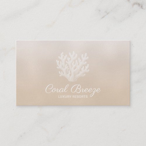 Sea Coral Silhouette | Lt Sand Pearl Business Card
