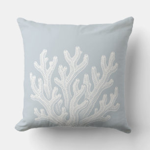 Sea Coral Silhouette Throw Pill (Lt. Coastal Blue) Outdoor Pillow