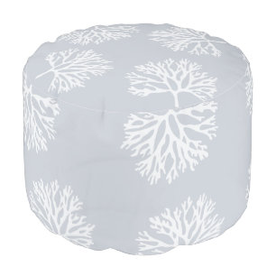 Sea Coral Silhouettes (Coastal Gray) Pouf