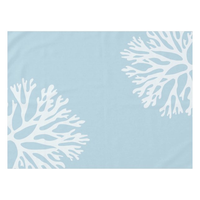 Sea Coral Silhouettes (Coastline Blue) Tablecloth (Front (Horizontal))