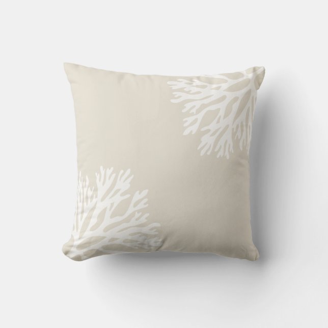 Sea Coral Silhouettes (Island Sand) Throw Pillow (Front)