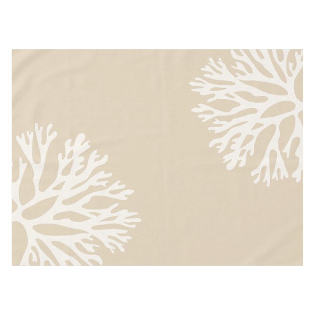 Sea Coral Silhouettes (Sandy Tan) Tablecloth (Front (Horizontal))