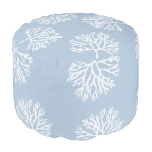 Sea Coral Silhouettes (Weathered Blue) Pouf