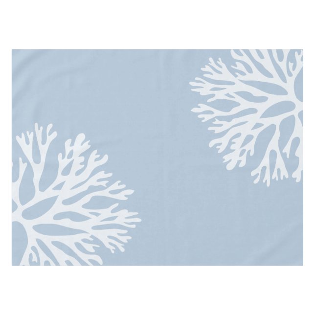 Sea Coral Silhouettes (Weathered Blue) Tablecloth (Front (Horizontal))
