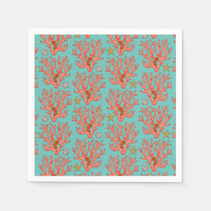 Sea coral with sea creatures  napkins
