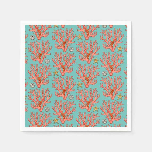 Sea coral with sea creatures  napkins (Front)