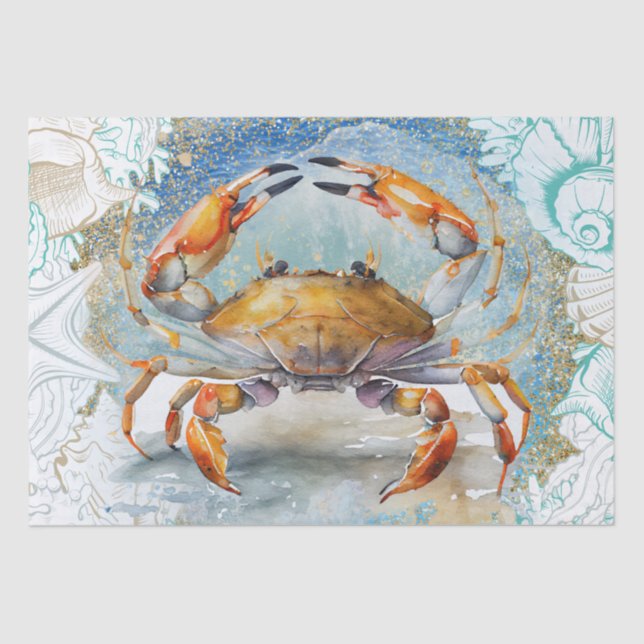Sea Crab Shell Watercolor Tissue Paper (Front)