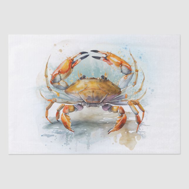 Sea Crab Watercolor Tissue Paper (Front)