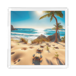 Sea  Crabs on Tropical Beach – Serene Ocea Acrylic Tray
