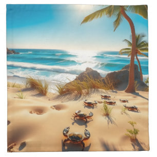 Sea  Crabs on Tropical Beach – Serene Ocea Cloth Napkin