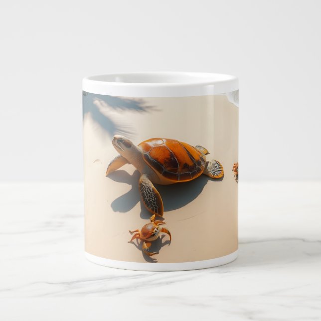 Sea  Crabs on Tropical Beach – Serene Ocea Giant Coffee Mug (Front)