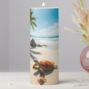 Sea  Crabs on Tropical Beach – Serene Ocea Pillar Candle
