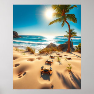 Sea  Crabs on Tropical Beach – Serene Ocea Poster
