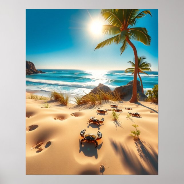 Sea  Crabs on Tropical Beach – Serene Ocea Poster (Front)