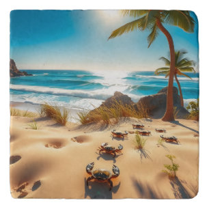 Sea  Crabs on Tropical Beach – Serene Ocea Trivet
