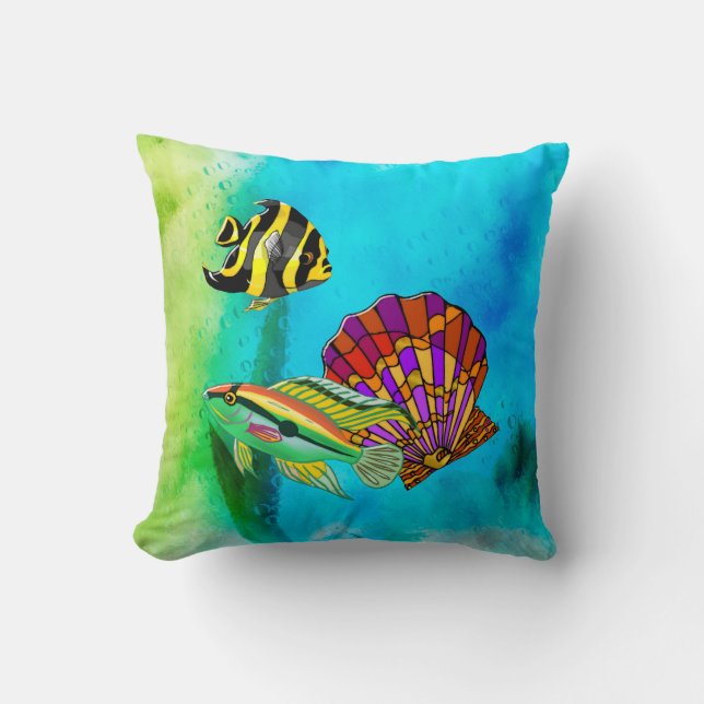 Sea Creations Mixed Media Throw Pillow (Front)