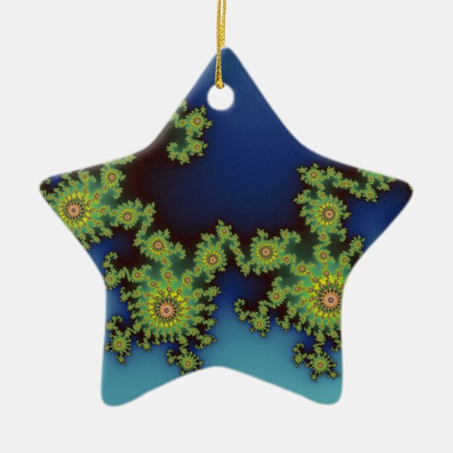 Sea Creature Christmas fractal Ceramic Ornament (Front)