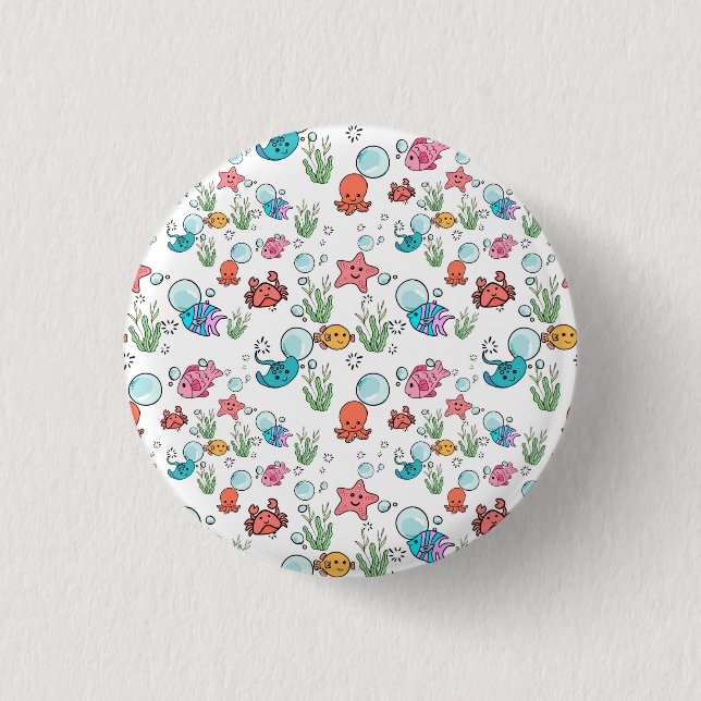 Sea creature gift, sea creature  button (Front)