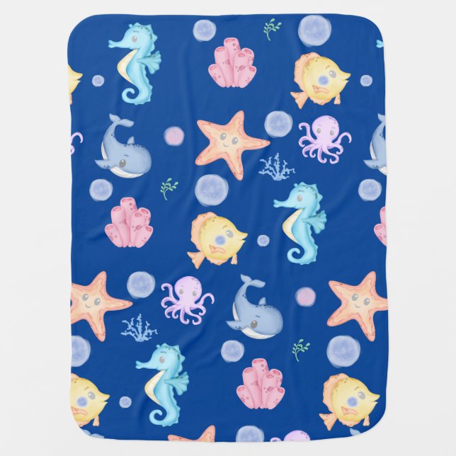 Sea Creature  Pattern Baby Blanket (Front)