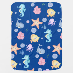 Sea Creature Pattern Baby Blanket