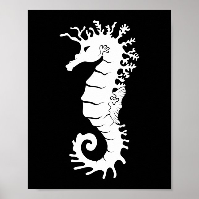 Sea Creature Silhouette - Seahorses Poster (Front)