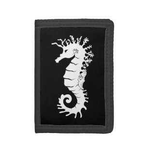 Sea Creature Silhouette - Seahorses Trifold Wallet