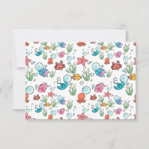 Sea creature themed car. Patterned sea animals mug Thank You Card