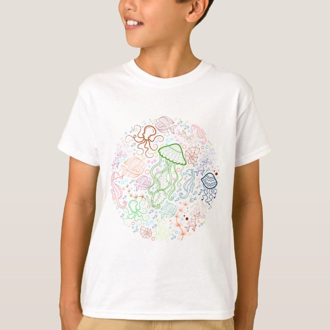 sea creatures art design T-Shirt (Front)