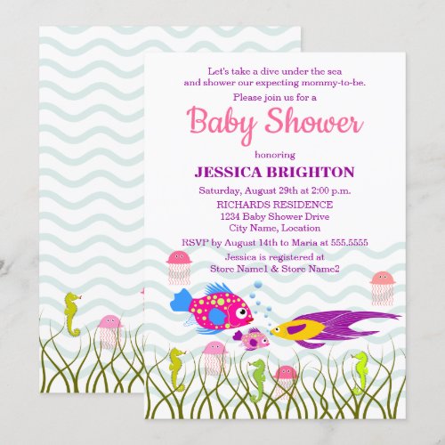 Sea Creatures Baby Shower Invitations