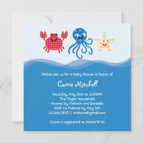 Sea Creatures Baby Shower Invitation