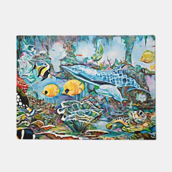 Sea Creatures Beach House Door Mat by Magical_Maddness at Zazzle