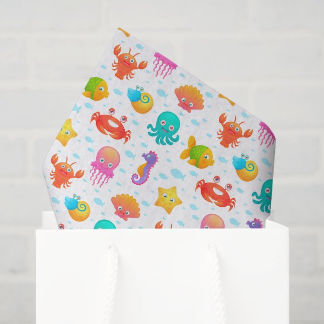 Sea Creatures Decoupage Paper, Marine Life Tissue Paper (Gift Bag)