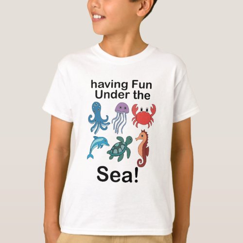 Sea Creatures Having Fun Under The Sea Birthday  T-Shirt