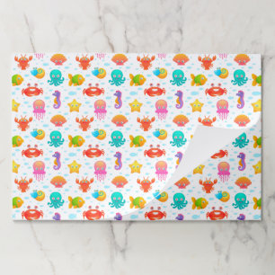 Sea Creatures Paper Placemats, Ocean Life Party Pad