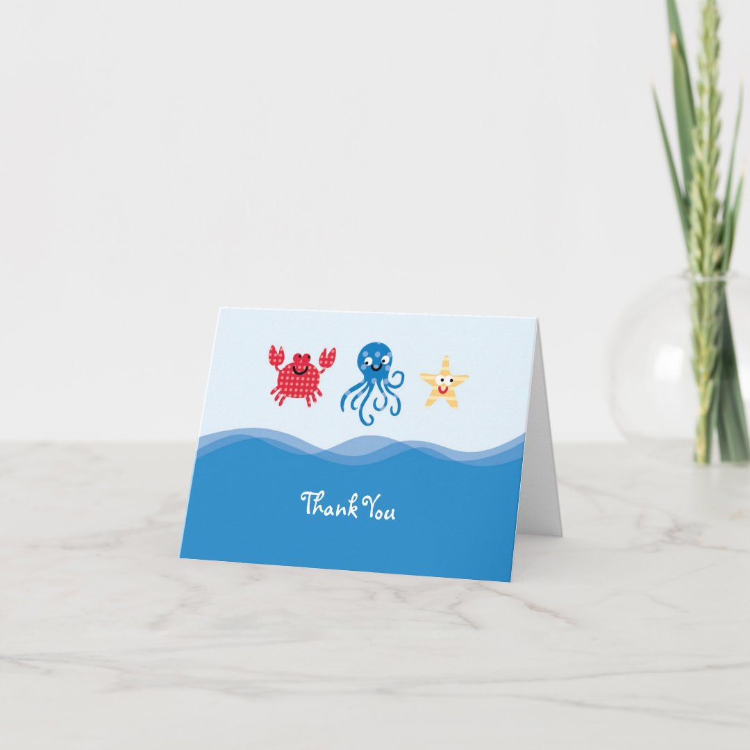 Sea Creatures Thank You Card | Zazzle