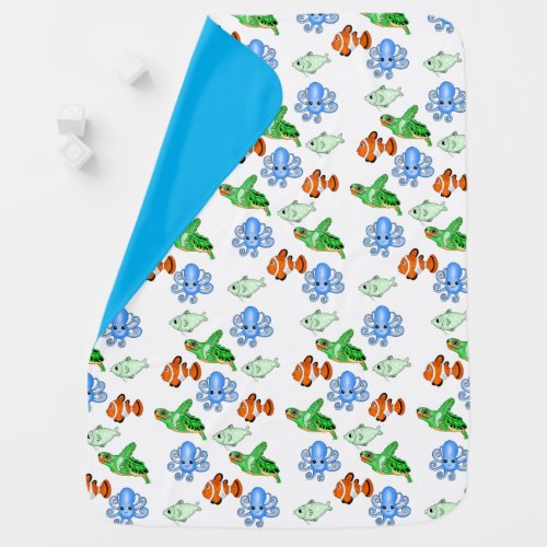 Sea Creatures Themed Shower Baby Blanket