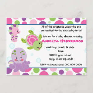 sea creatures under the sea invitation