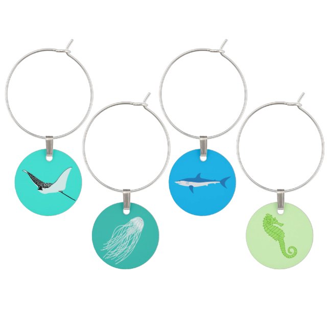 Sea Creatures Wine Charms (Staggered)