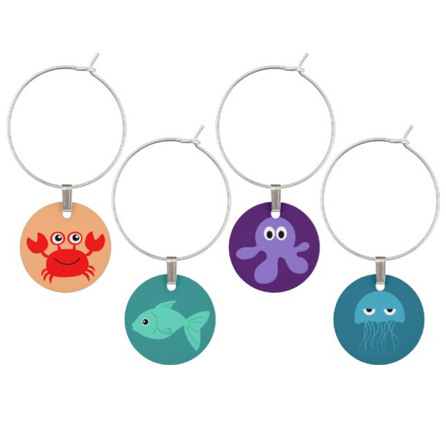 Sea Creatures wine charms (Staggered)
