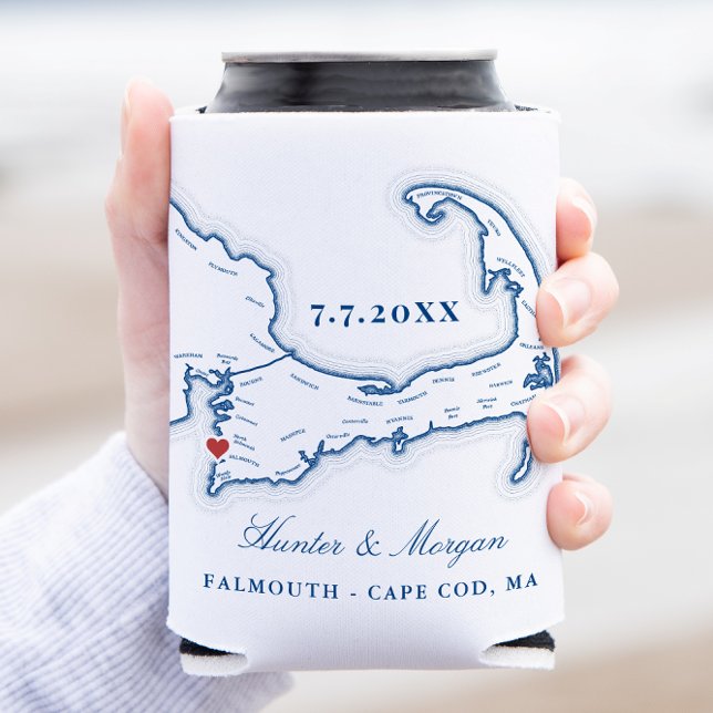 Sea Crest Falmouth Cape Cod Wedding Favor Can Cooler (Sea Crest Beach Hotel Can Coozie Falmouth can cooler Cape Cod wedding favor from Coastal Map Designs)
