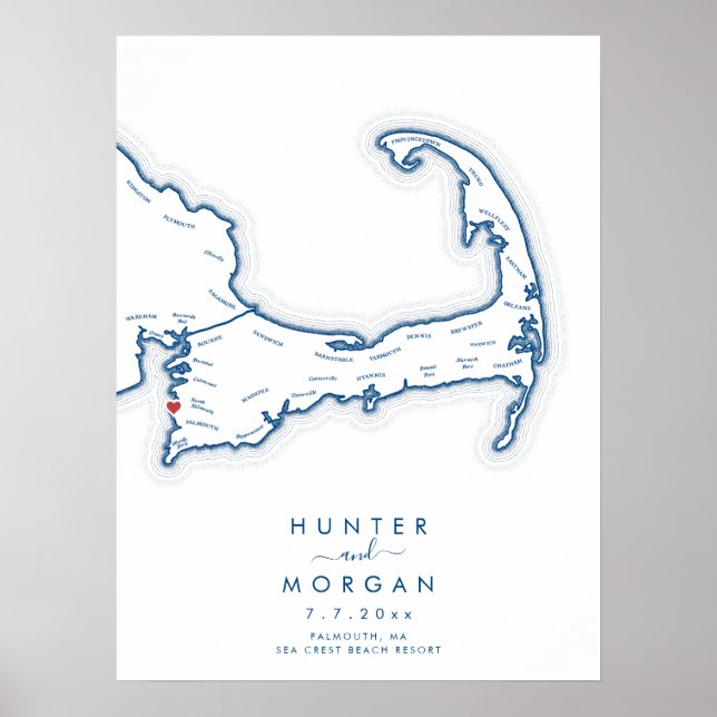 Sea Crest Wedding Navy Modern Guest Book Poster (Front)