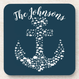 Sea Critters Anchor Nautical / Coastal Beverage Coaster